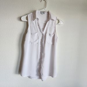 Express White The Portafino Sleeveless Button Up Shirt